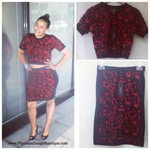 R&J Couture Crop Top Skirt Set